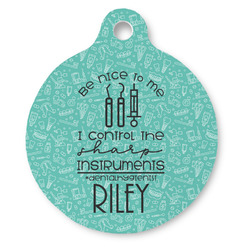 Dental Hygienist Round Pet ID Tag - Large (Personalized)