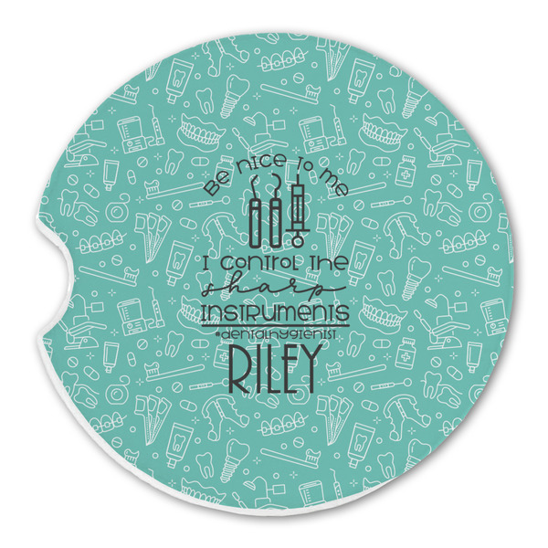 Custom Dental Hygienist Sandstone Car Coaster - Single (Personalized)