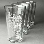 Dental Hygienist Pint Glasses - Engraved (Set of 4) (Personalized)