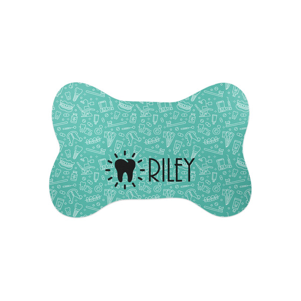 Custom Dental Hygienist Bone Shaped Dog Food Mat (Small) (Personalized)