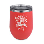 Dental Hygienist Stemless Stainless Steel Wine Tumbler - Coral - Double Sided (Personalized)