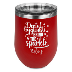 Dental Hygienist Stemless Stainless Steel Wine Tumbler - Red - Single Sided (Personalized)