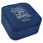 Dental Hygienist Travel Jewelry Box - Navy Blue Leather (Personalized)