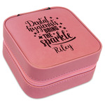 Dental Hygienist Travel Jewelry Boxes - Pink Leather (Personalized)