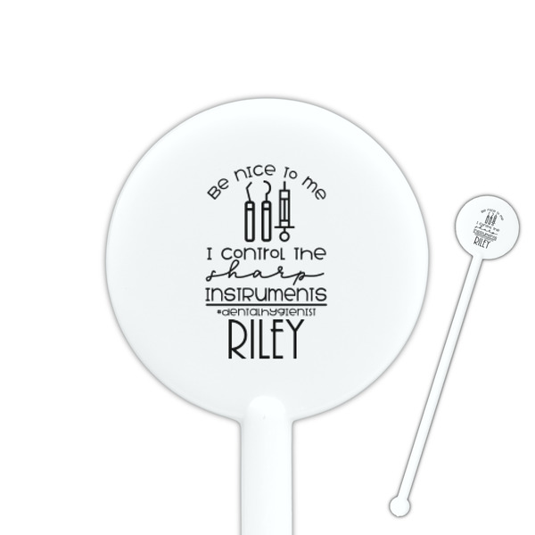 Custom Dental Hygienist 5.5" Round Plastic Stir Sticks - White - Double Sided (Personalized)