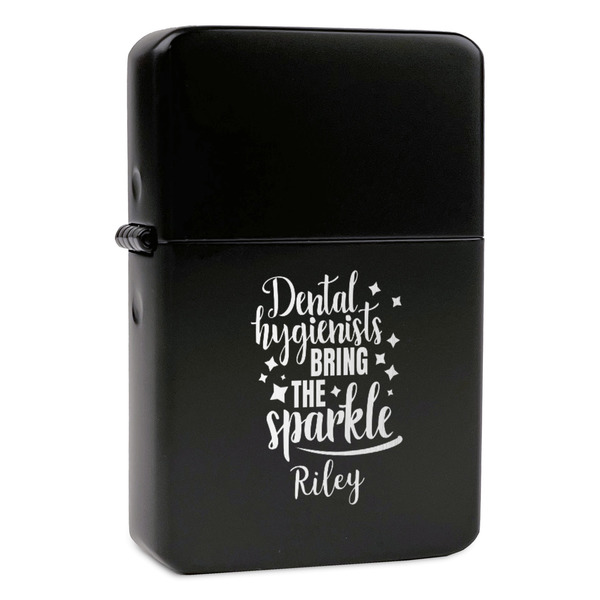 Custom Dental Hygienist Windproof Lighter - Black - Double Sided & Lid Engraved (Personalized)