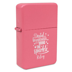 Dental Hygienist Windproof Lighter - Pink - Double Sided & Lid Engraved (Personalized)