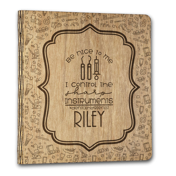 Custom Dental Hygienist Wood 3-Ring Binder - 1" Letter Size (Personalized)