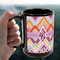 Ikat Chevron 15oz. Black Mug - LIFESTYLE