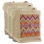 Ikat Chevron Reusable Cotton Grocery Bags - Set of 3 (Personalized)