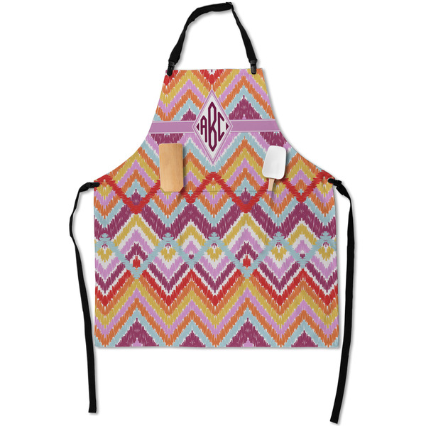 Custom Ikat Chevron Apron With Pockets w/ Monogram