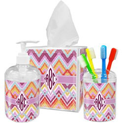 Ikat Chevron Acrylic Bathroom Accessories Set w/ Monogram