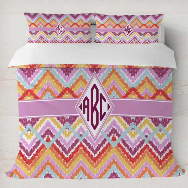 Custom Ikat Chevron Duvet Cover Set - King (Personalized)