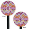 Ikat Chevron Black Plastic 5.5" Stir Stick - Double Sided - Round - Front & Back