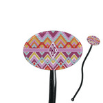 Ikat Chevron 7" Oval Plastic Stir Sticks - Black - Single Sided (Personalized)