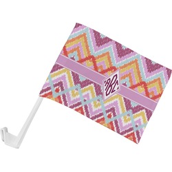 Ikat Chevron Car Flag - Small w/ Monogram