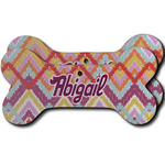 Ikat Chevron Ceramic Dog Ornament - Front & Back w/ Monogram