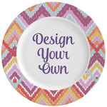 Ikat Chevron Ceramic Dinner Plates (Set of 4) (Personalized)