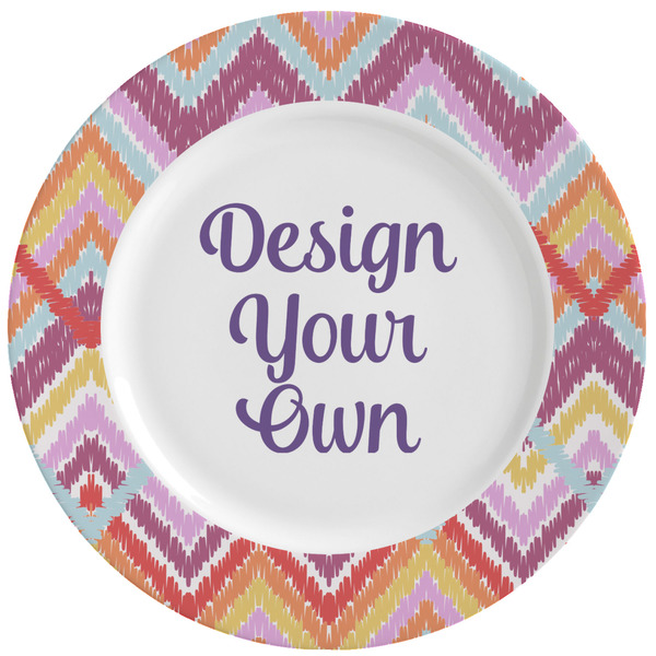 Custom Ikat Chevron Ceramic Dinner Plates (Set of 4) (Personalized)