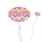 Ikat Chevron 7" Oval Plastic Stir Sticks - Clear (Personalized)