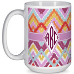 Ikat Chevron 15 Oz Coffee Mug - White (Personalized)