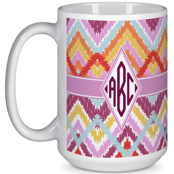 Custom Ikat Chevron 15 Oz Coffee Mug - White (Personalized)