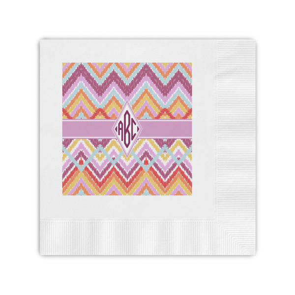 Custom Ikat Chevron Coined Cocktail Napkins (Personalized)