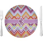 Ikat Chevron 10" Glass Lunch / Dinner Plates - Single or Set (Personalized)