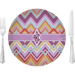 Ikat Chevron Glass Lunch / Dinner Plate 10" (Personalized)