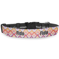 Ikat Chevron Deluxe Dog Collar - Medium (11.5" to 17.5") (Personalized)