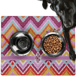 Ikat Chevron Dog Food Mat - Large w/ Monogram