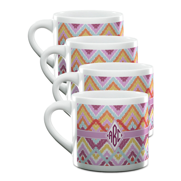 Custom Ikat Chevron Double Shot Espresso Cups - Set of 4 (Personalized)