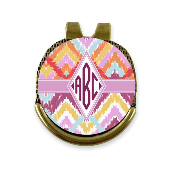 Custom Ikat Chevron Golf Ball Marker - Hat Clip - Gold