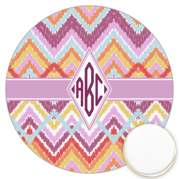 Custom Ikat Chevron Printed Cookie Topper - 3.25" (Personalized)