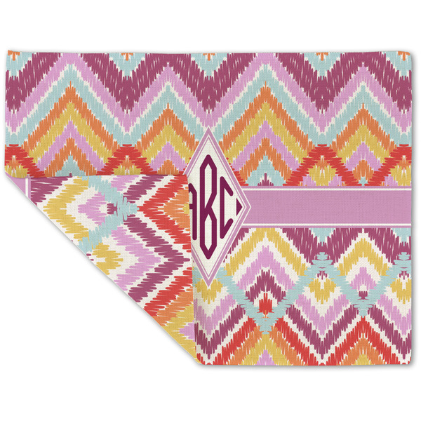 Custom Ikat Chevron Double-Sided Linen Placemat - Single w/ Monogram