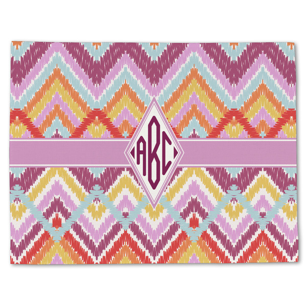 Custom Ikat Chevron Single-Sided Linen Placemat - Single w/ Monogram