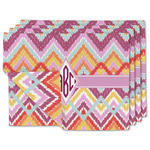 Ikat Chevron Double-Sided Linen Placemat - Set of 4 w/ Monogram