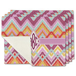 Ikat Chevron Single-Sided Linen Placemat - Set of 4 w/ Monogram