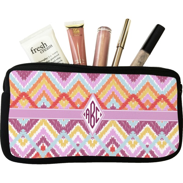 Custom Ikat Chevron Makeup / Cosmetic Bag (Personalized)