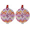 Ikat Chevron Metal Ball Ornament - Front and Back