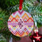 Ikat Chevron Metal Ball Ornament - Lifestyle