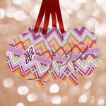 Ikat Chevron Metal Ornaments - Double Sided w/ Monogram