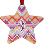 Ikat Chevron Metal Star Ornament - Double Sided w/ Monogram