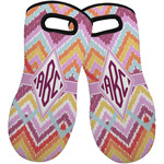 Ikat Chevron Neoprene Oven Mitts - Set of 2 w/ Monogram