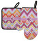 Ikat Chevron Neoprene Oven Mitt and Pot Holder Set - Left