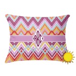 Ikat Chevron Outdoor Throw Pillow (Rectangular) (Personalized)