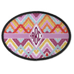 Ikat Chevron Iron On Oval Patch w/ Monogram