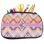 Ikat Chevron Neoprene Pencil Case - Medium w/ Monogram