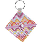 Ikat Chevron Diamond Plastic Keychain w/ Monogram