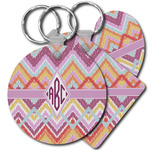 Ikat Chevron Plastic Keychain (Personalized)